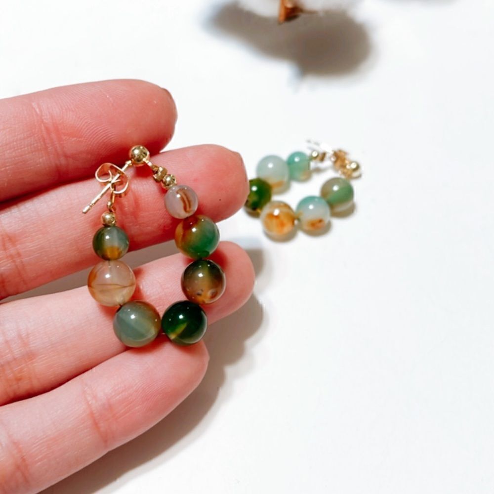 Beaded hoop earrings N226 - Picture 2 of 3